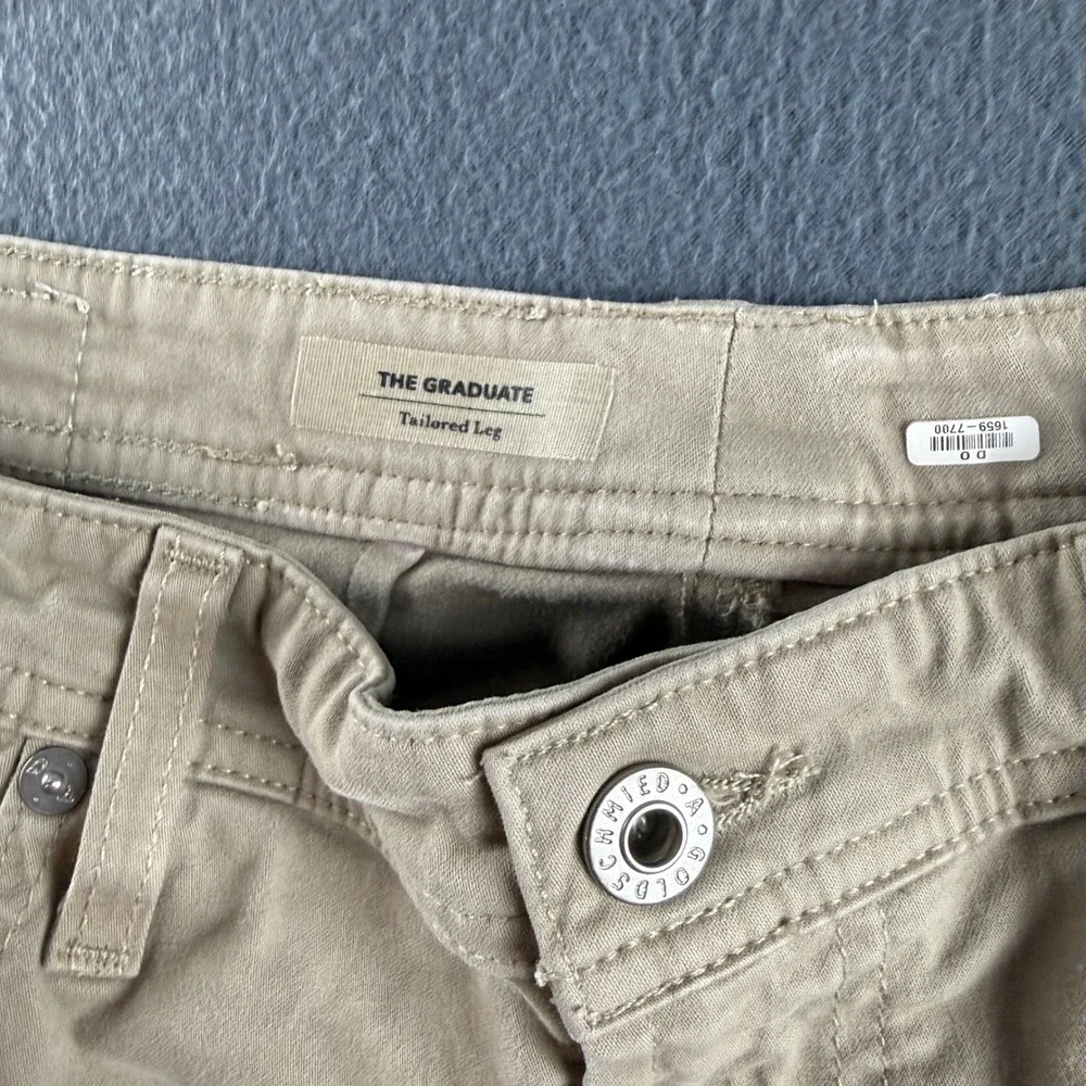 AG Adriano Goldschmied Graduate Pants Men's 34x32 Beige Tailored Leg Chino Flat